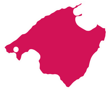 mallorca map mit markierung von paguera im südenwesten der insel